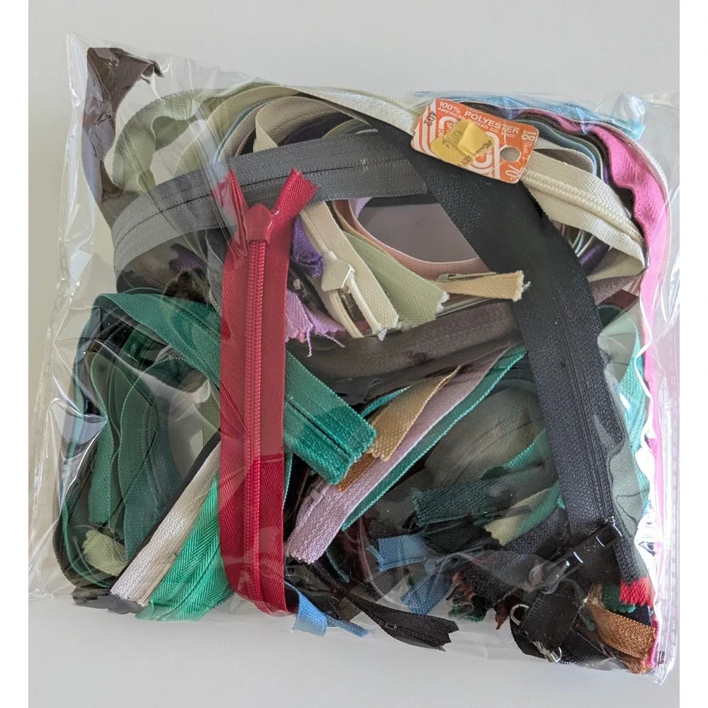 Vintage Mix of 50 Zippers Assorted Colors Lengths 6-20